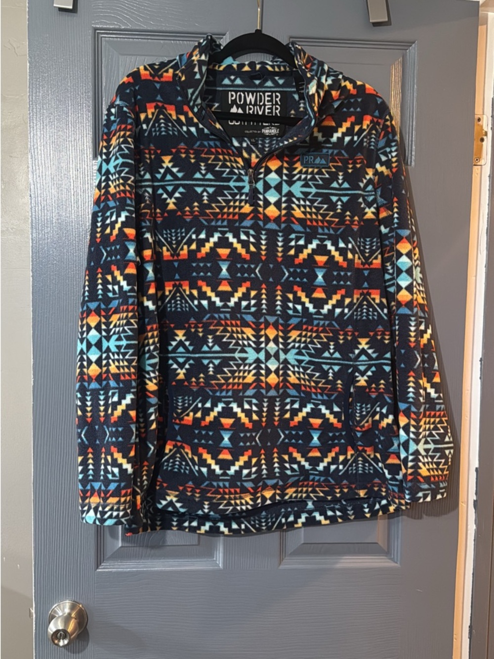 Women's Navy Aztec Fleece Jacket